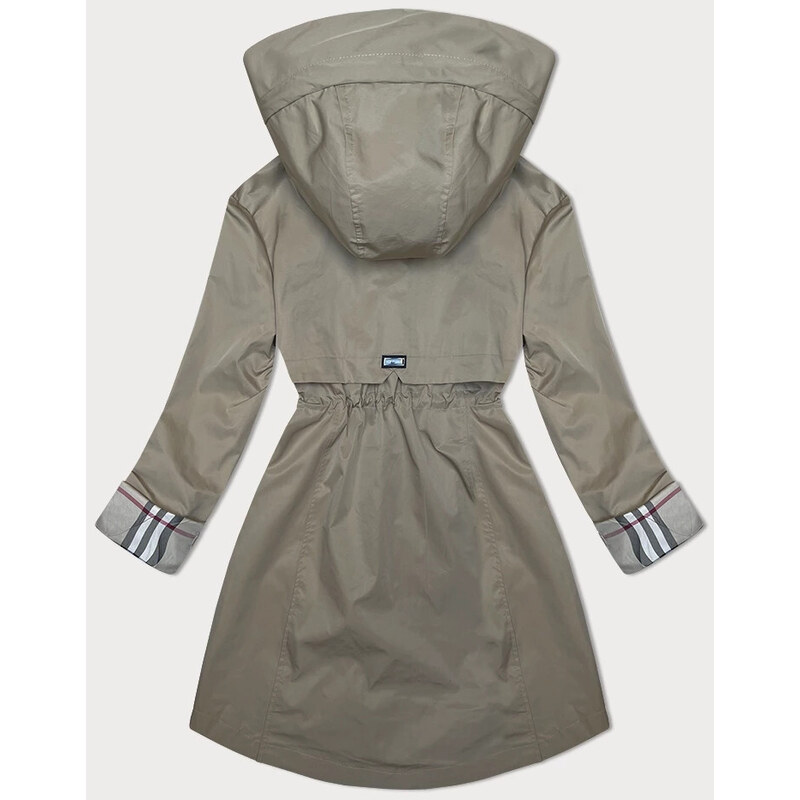 Bunda parka ve světlé khaki barvě s ozdobnou podšívkou (3) model