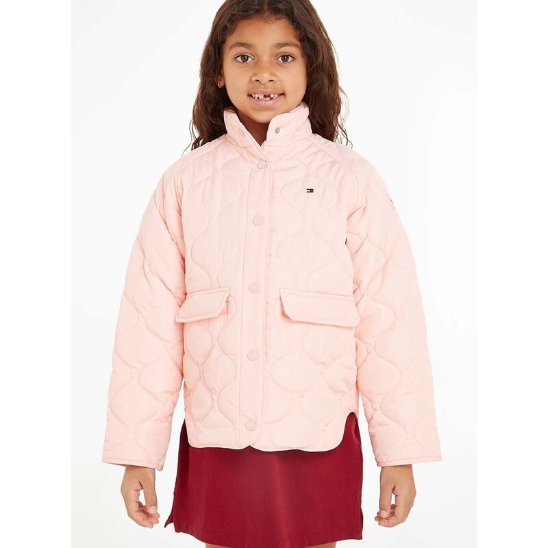 Dětská bunda Tommy Hilfiger růžová barva