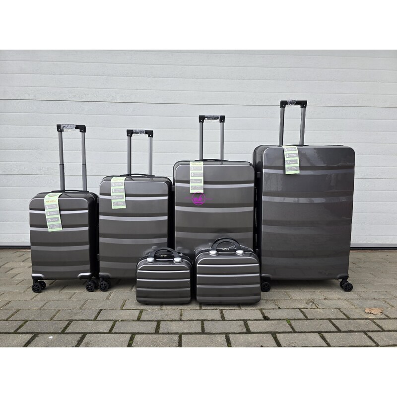 sada 6 cestovních kufrů - šedá