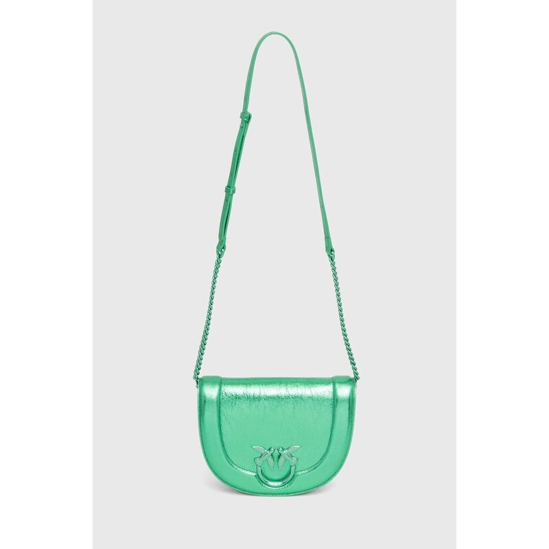 Kožená kabelka Pinko zelená barva, 101510.A1JG