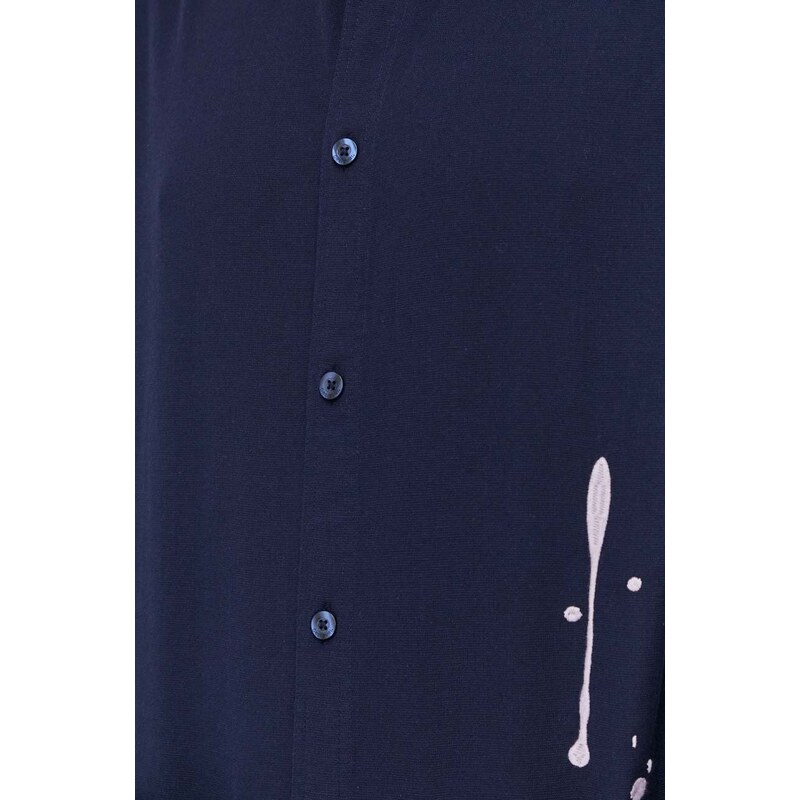 Bavlněná košile Desigual IAN tmavomodrá barva, regular, s klasickým límcem, 24SMCW15