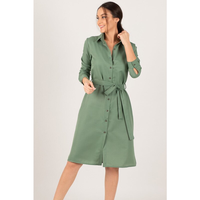 armonika Women's Green Long Shirt Dress