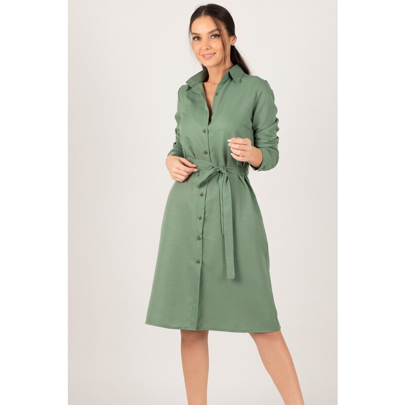 armonika Women's Green Long Shirt Dress