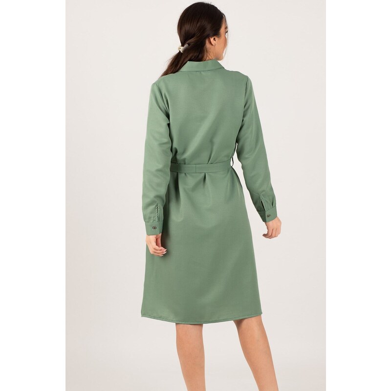 armonika Women's Green Long Shirt Dress