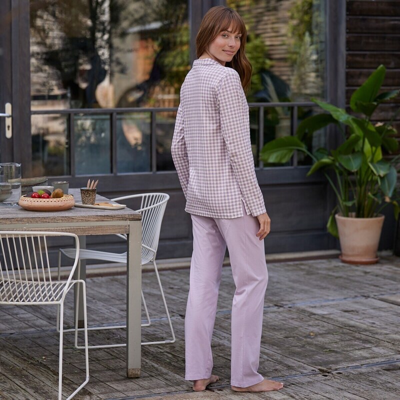 Blancheporte Pyžamo s dlouhými kalhotami a s potiskem vichy kostky lila 52