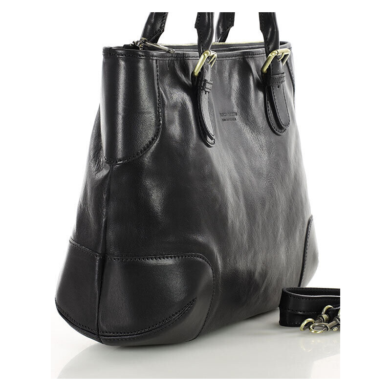 Kožená kufříková kabelka Mazzini MM419 černá