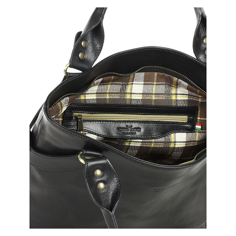 Kožená kufříková kabelka Mazzini MM418 černá