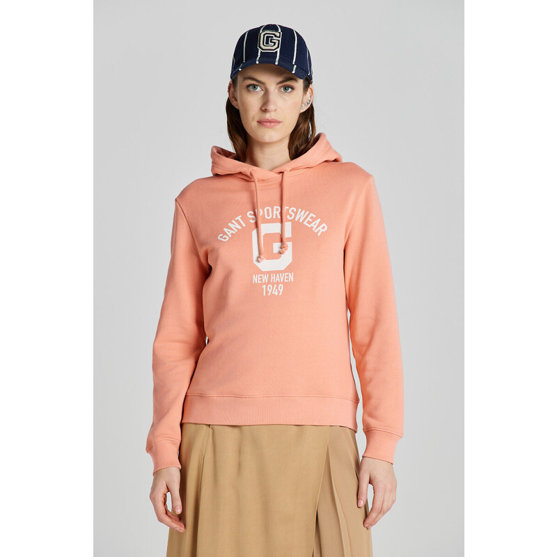 MIKINA GANT REG LOGO HOODIE PEACHY PINK 90826144