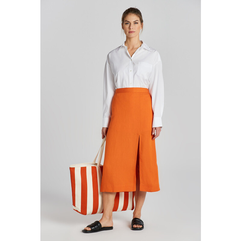 SUKNĚ GANT REL MIDI LINEN BLEND SKIRT oranžová 34