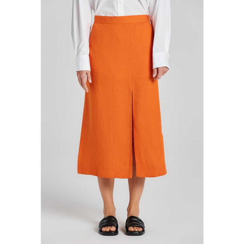 SUKNĚ GANT REL MIDI LINEN BLEND SKIRT PUMPKIN ORANGE