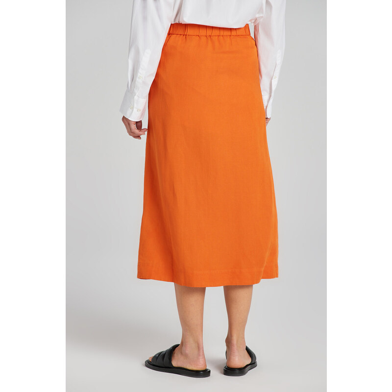 SUKNĚ GANT REL MIDI LINEN BLEND SKIRT PUMPKIN ORANGE