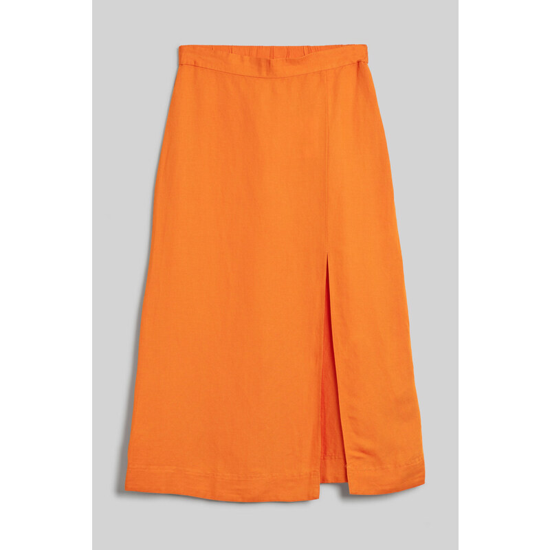 SUKNĚ GANT REL MIDI LINEN BLEND SKIRT PUMPKIN ORANGE
