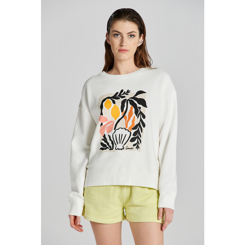 MIKINA GANT RELAXED PALM CNECK SWEATER EGGSHELL 90826159