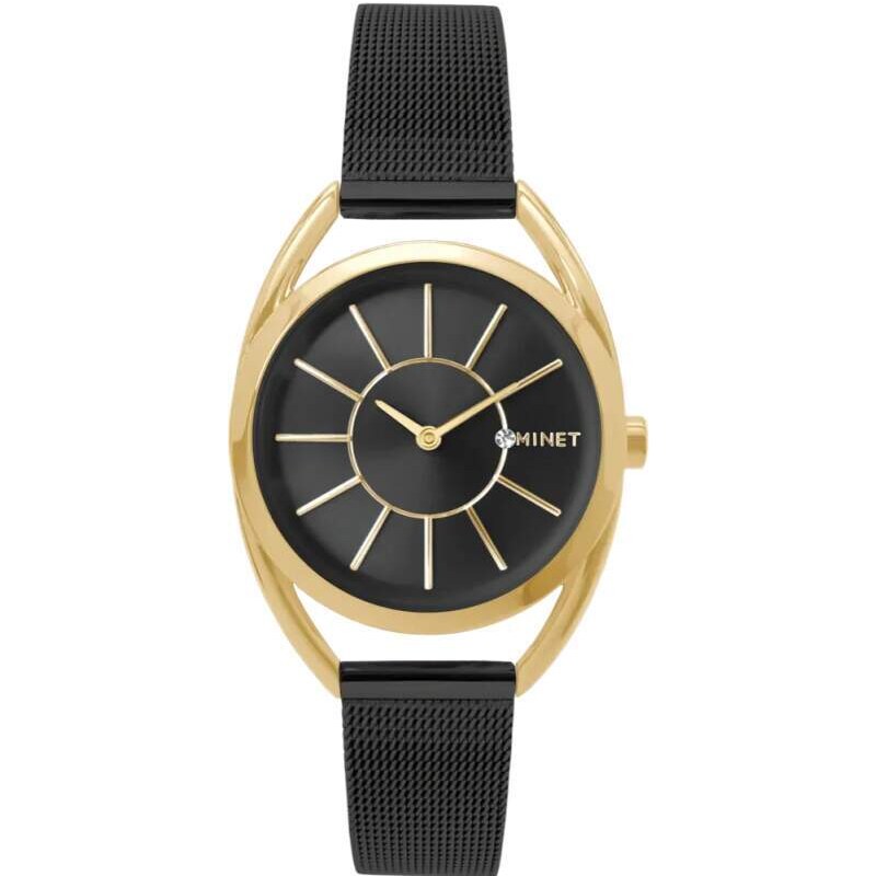 MINET Czech Crystal MINET Zlaté dámské hodinky ICON BLACK GOLD