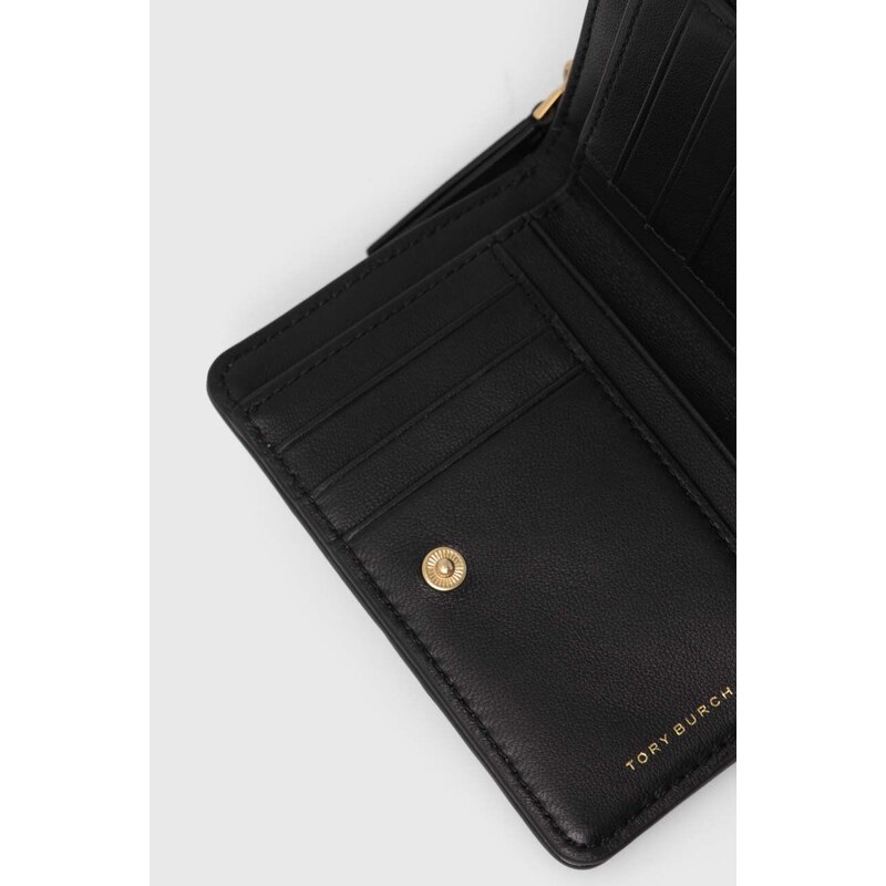 Kožená peněženka Tory Burch černá barva