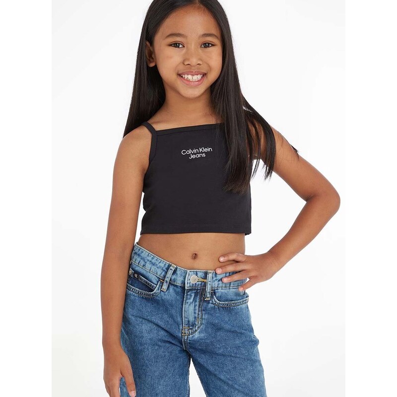 Dětský top Calvin Klein Jeans černá barva