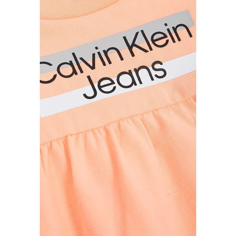 Dívčí šaty Calvin Klein Jeans oranžová barva, mini