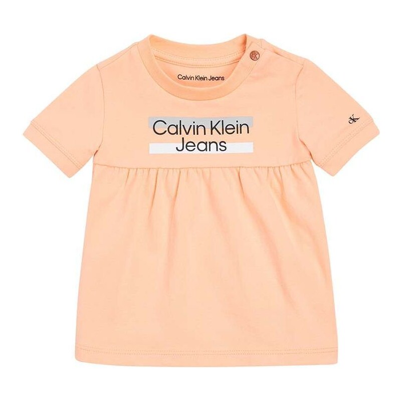 Dívčí šaty Calvin Klein Jeans oranžová barva, mini