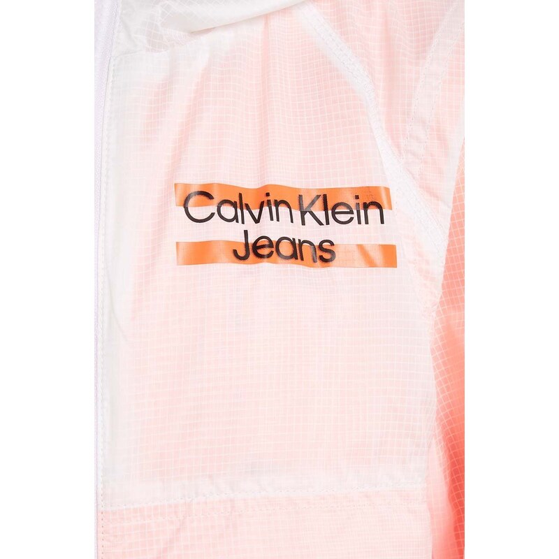 Dětská bunda Calvin Klein Jeans oranžová barva