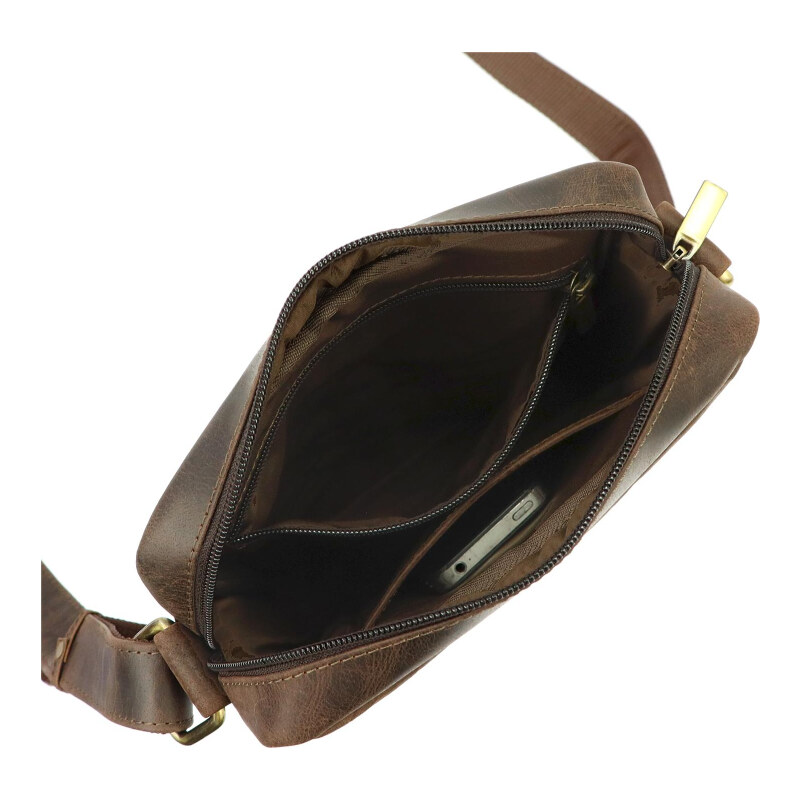 Pánská kožená taška přes rameno hnědá (GT212)