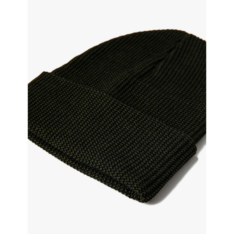 Koton Basic Acrylic Knit Beanie with Folding Detail.