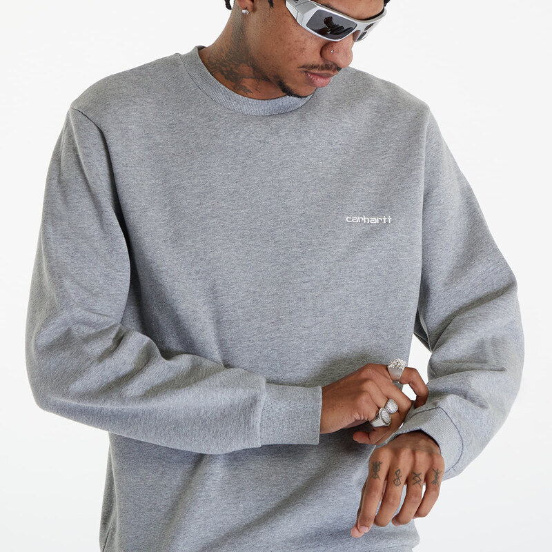 Carhartt WIP Script Embroidery Sweatshirt UNISEX Grey Heather/ White