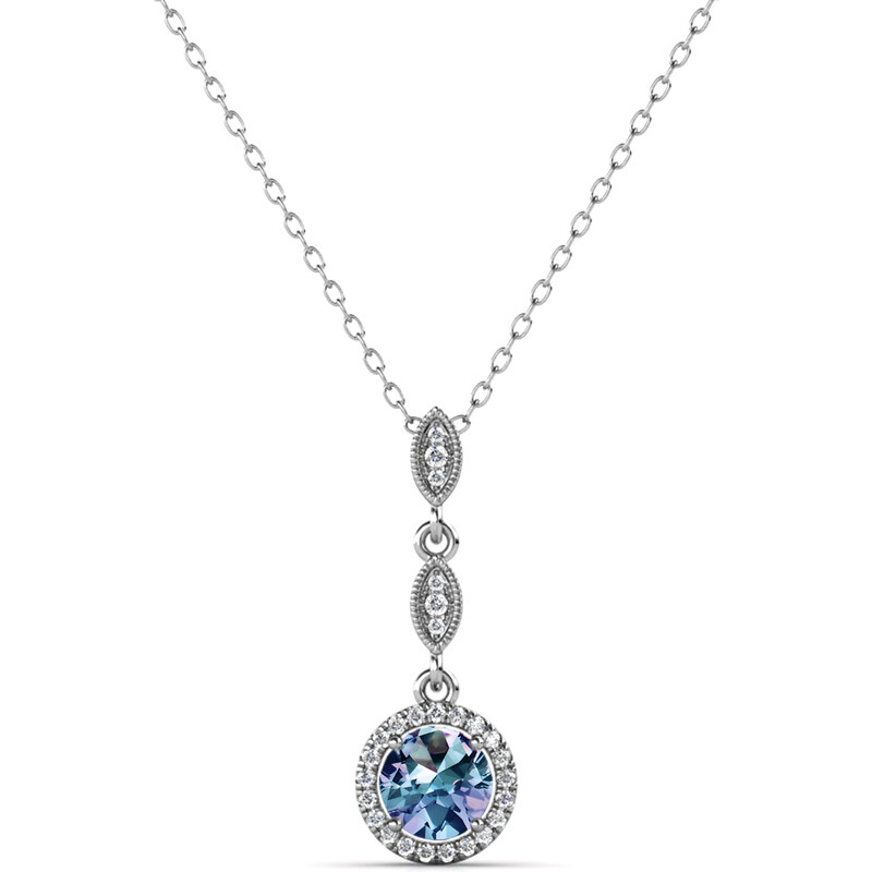 Royal Exklusive Royal Fashion stříbrný pozlacený náhrdelník Alexandrit DGPS0030-WG