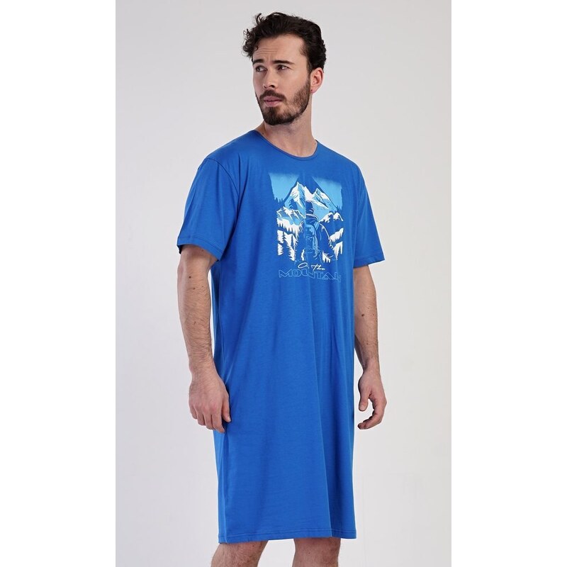 Cool Comics Pánská noční košile s krátkým rukávem Mountain - modrá