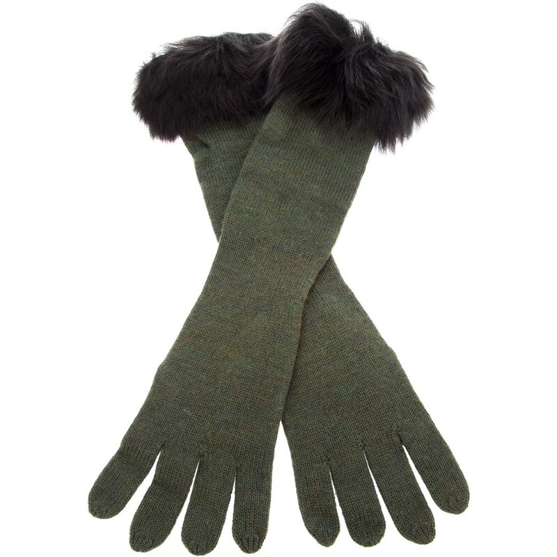 Ralph Lauren Blue Fur Trim Glove