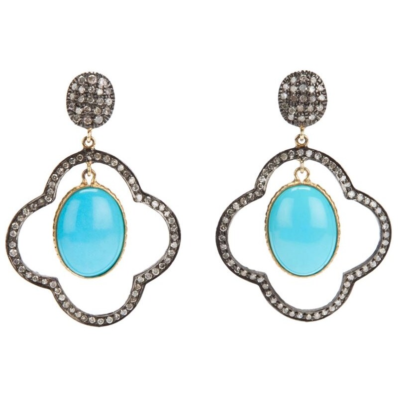 Gems N' Crafts Turquoise Diamond Drop Earrings