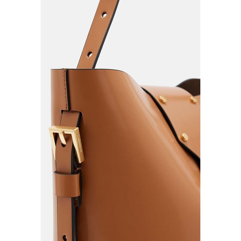 Kožená kabelka AllSaints MIRO oranžová barva