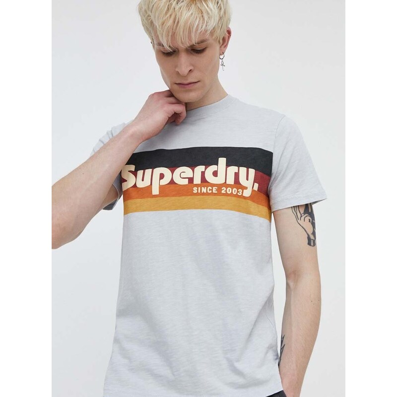 Bavlněné tričko Superdry s potiskem