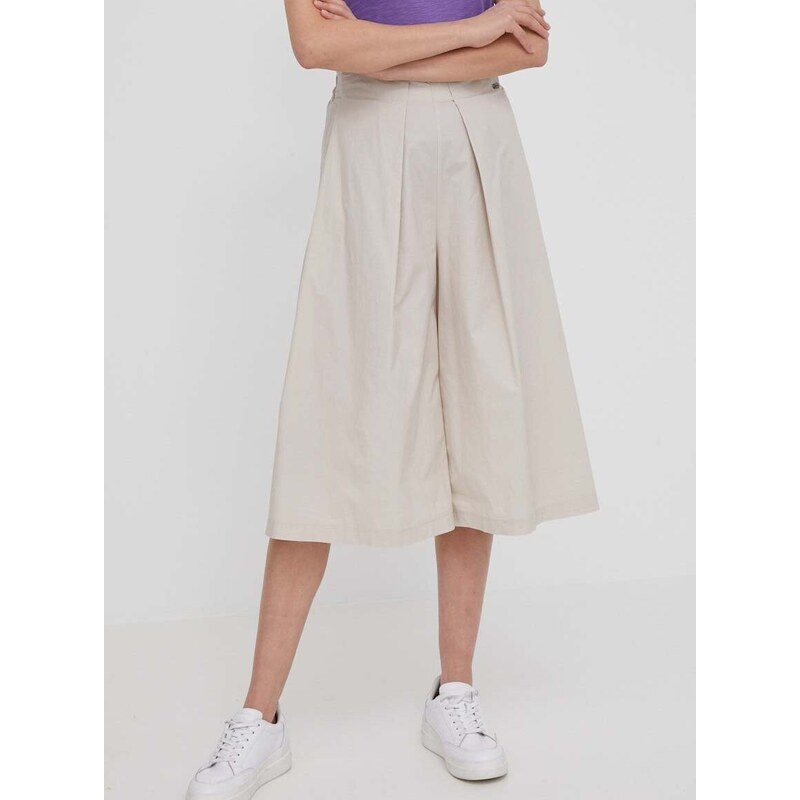 Kalhoty Bomboogie dámské, béžová barva, střih culottes, high waist, PW8491TCPA4