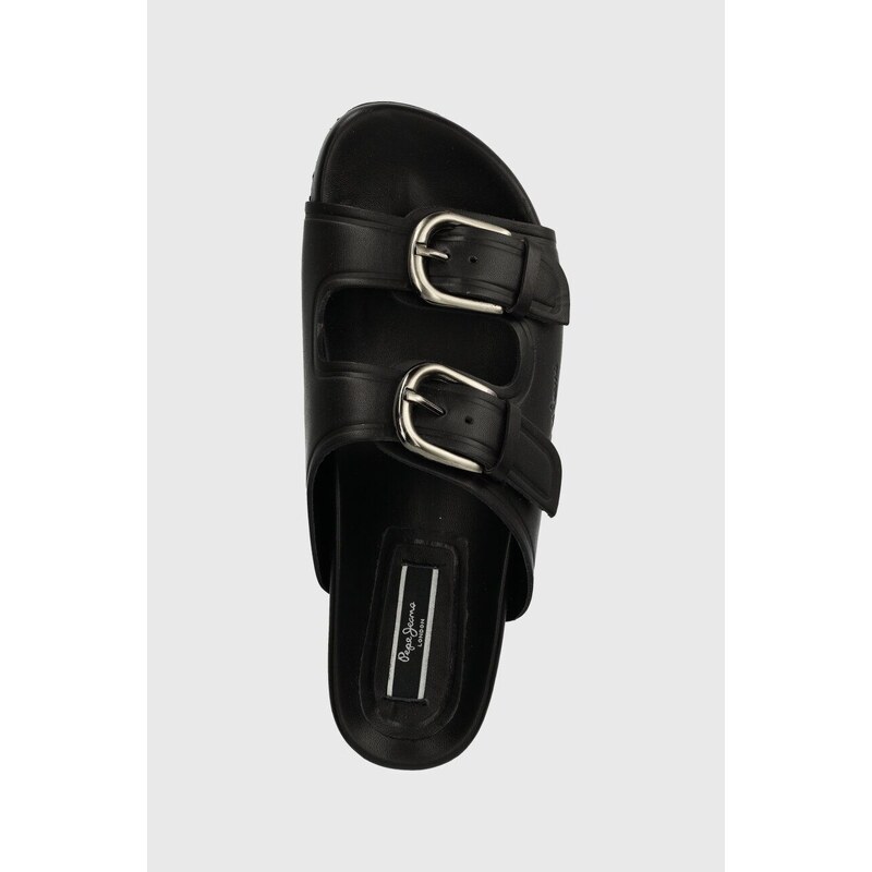 Kožené pantofle Pepe Jeans PLS80005 dámské, černá barva, OBAN BLOCK