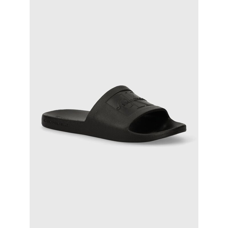 Pantofle Calvin Klein Jeans SLIDE MONOGRAM DEBOSSED EVA pánské, černá barva, YM0YM00060