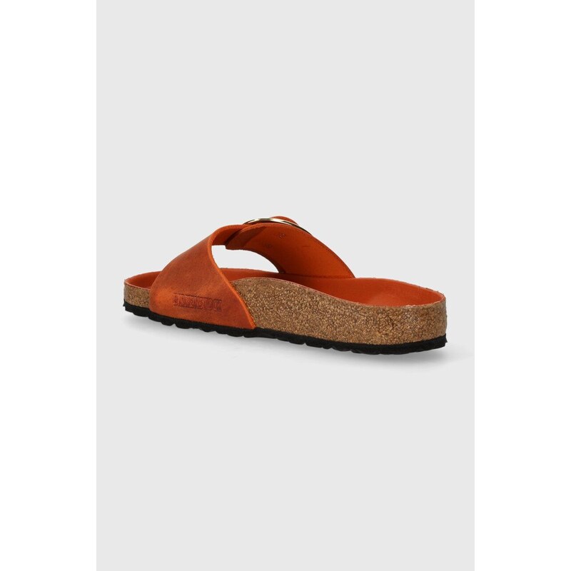 Kožené pantofle Birkenstock Madrid Big Buckle dámské, oranžová barva, 1026612