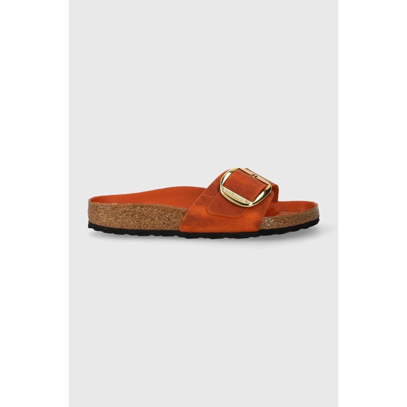 Kožené pantofle Birkenstock Madrid Big Buckle dámské, oranžová barva, 1026612