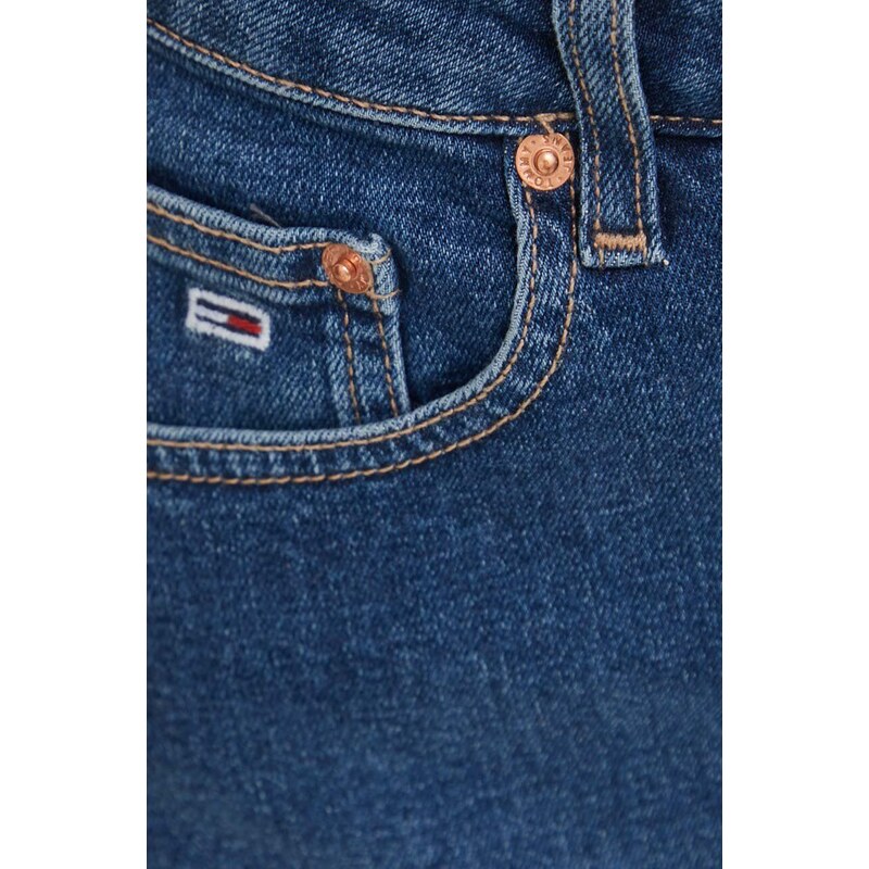 Džínová sukně Tommy Jeans tmavomodrá barva, mini