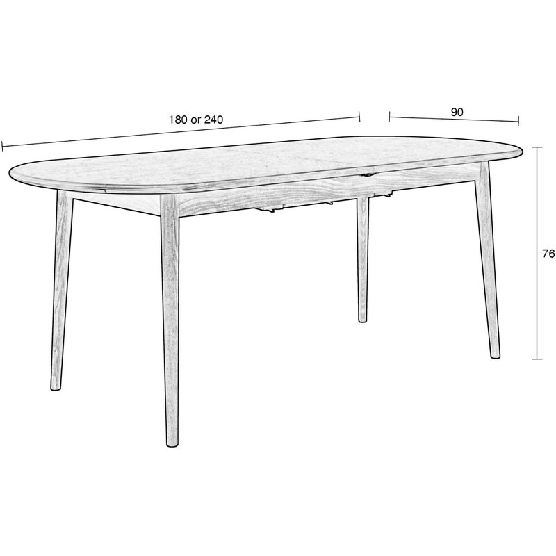 Dubový rozkládací jídelní stůl ZUIVER TWIST 180/240 x 90 cm