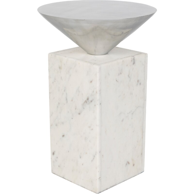 Bílý mramorový odkládací stolek ZUIVER PRIDE 30 cm