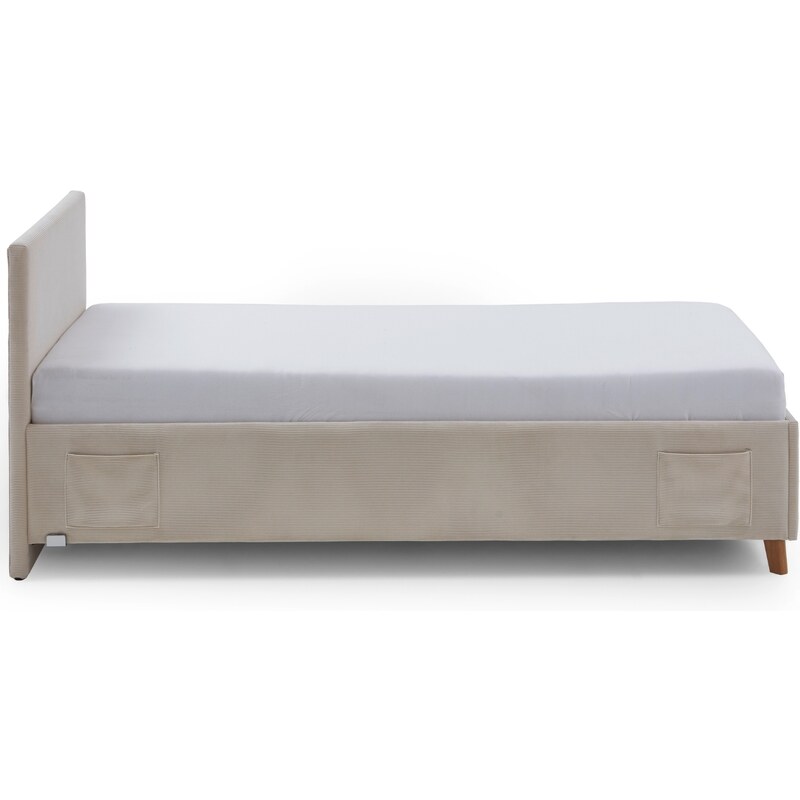 Béžová manšestrová postel Meise Möbel Cool 90 x 200 cm s úložným prostorem