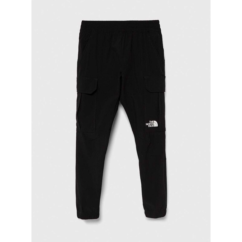 Dětské tepláky The North Face WOVEN CARGO PANT černá barva, hladké