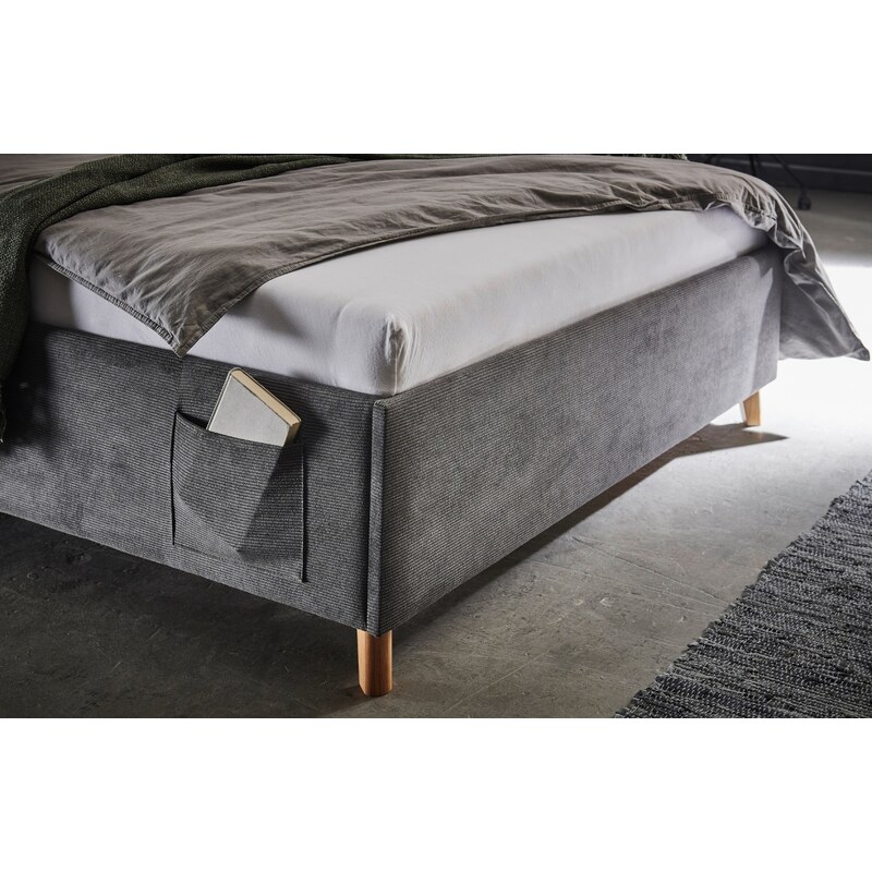 Antracitová manšestrová postel Meise Möbel Cool 140 x 200 cm
