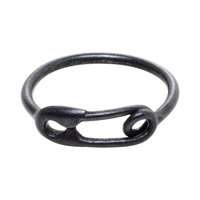 Maria Black Safety Pin Oxidised Silver Ring