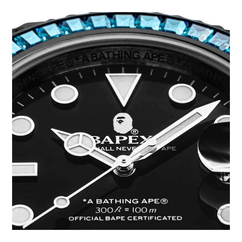 Pánské hodinky A BATHING APE Type 1 Bapex Crystal Stone Watches Green