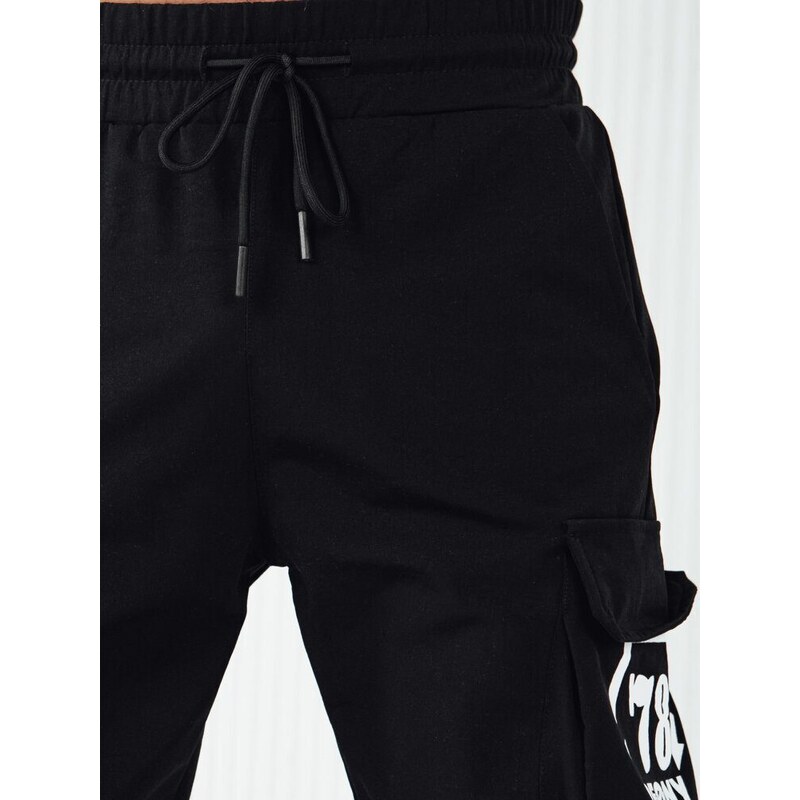 Dstreet Nadčasové černé jogger kalhoty s kapsami