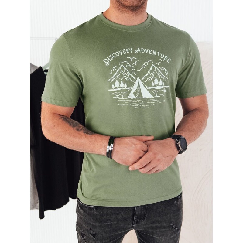 Dstreet Originální zelené tričko s výrazným nápisem