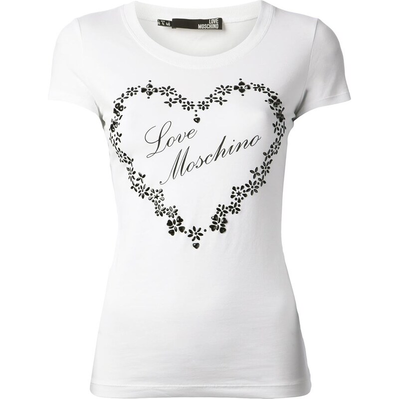 Love Moschino Embellished Heart Print T-Shirt