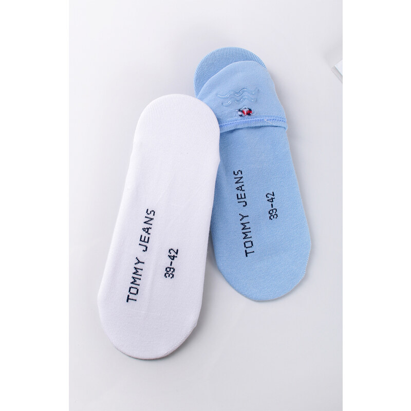Tommy Hilfiger Modro-bílé balerínkové ponožky TJ Footie Flag - dvojbalení