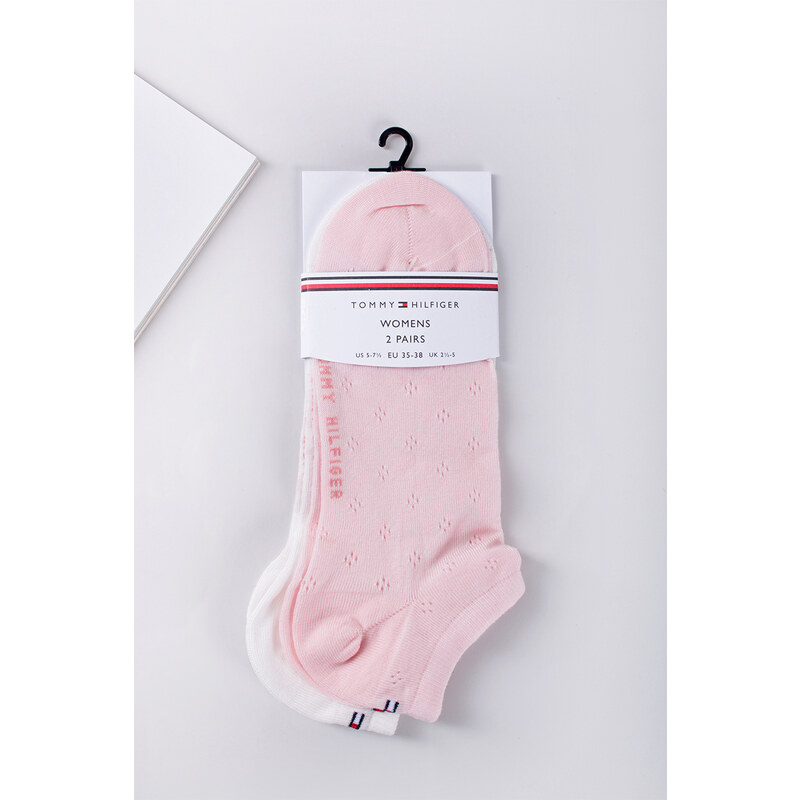 Tommy Hilfiger Dámské béžovo-růžové kotníkové ponožky Sneaker Summer Knit - dvojbalení